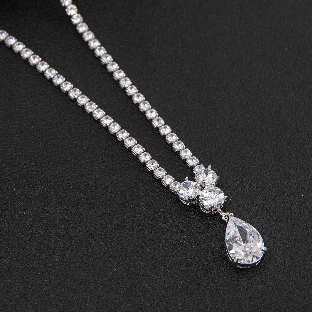 Cubic zirconia bride wedding necklace earring set top quality  CN10131 - sepbridals