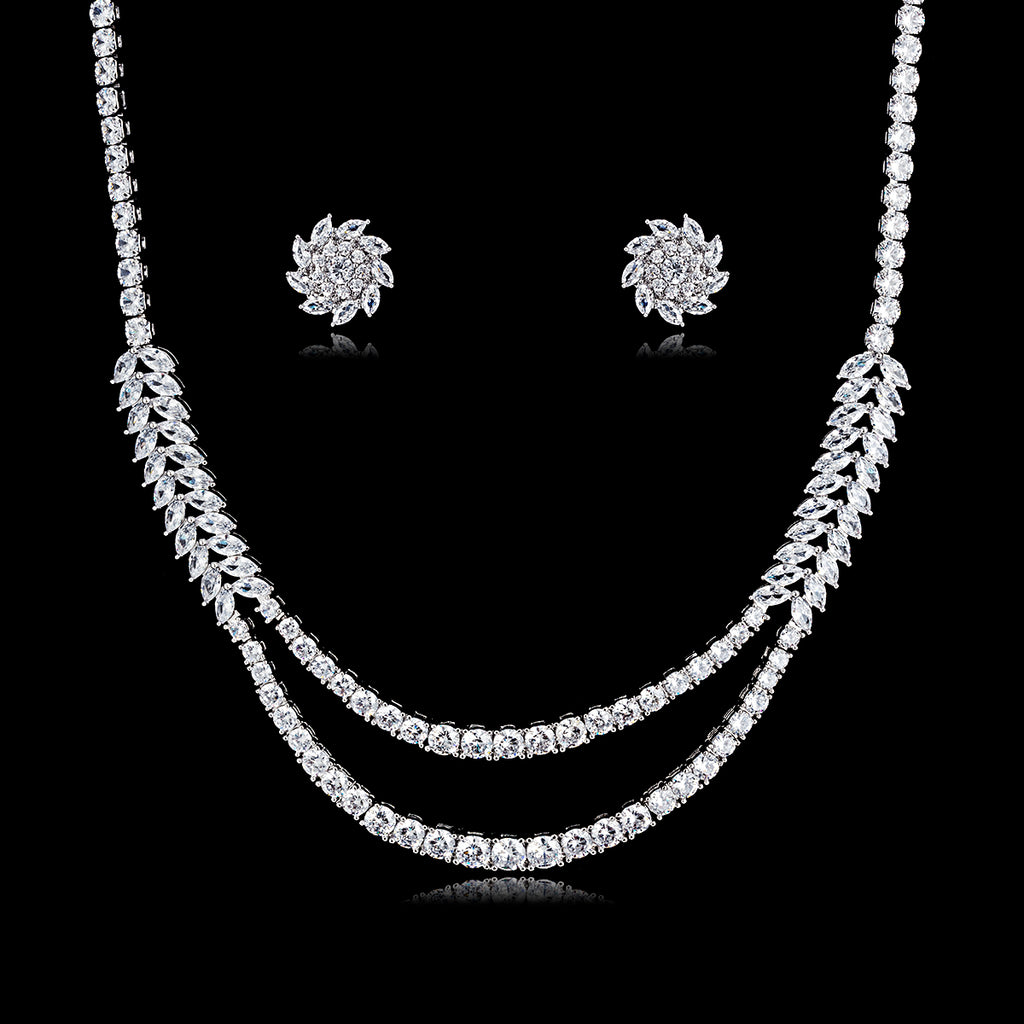 Cubic zirconia bride wedding necklace earring set top quality CN10190 - sepbridals