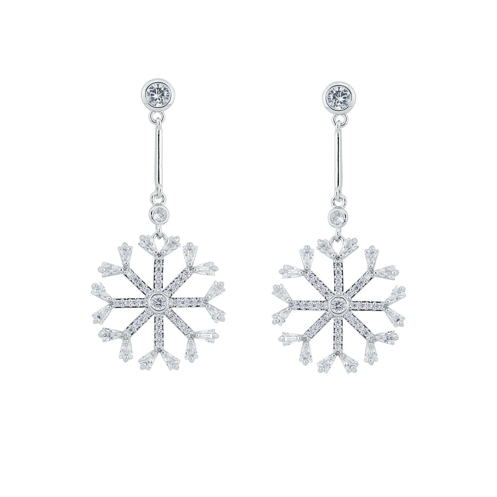 Cubic Zirconia Drop Dangle Bridal Wedding Snowflake Earring CE10397 - sepbridals
