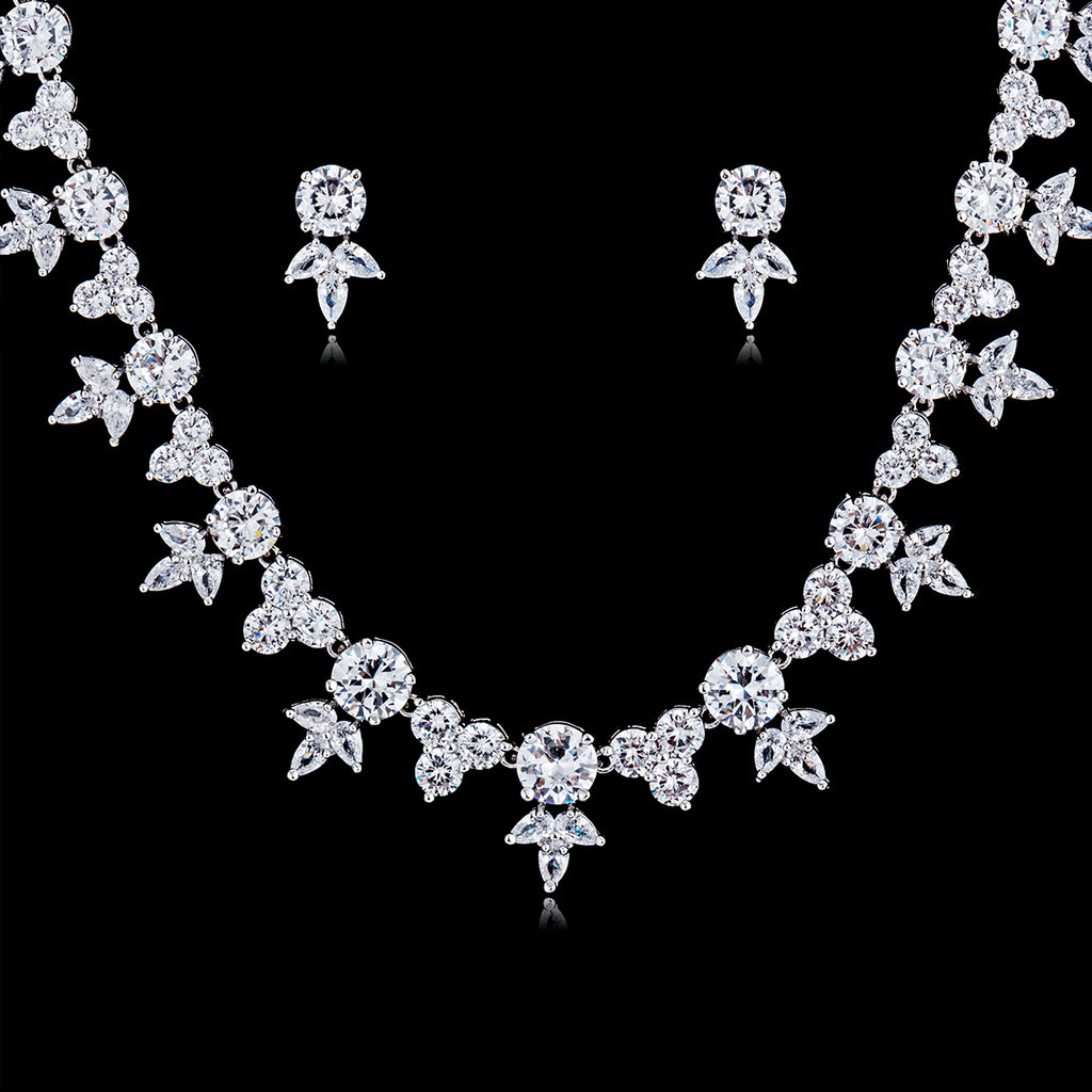 Cubic zirconia bride wedding necklace earring set top quality CN10128 - sepbridals