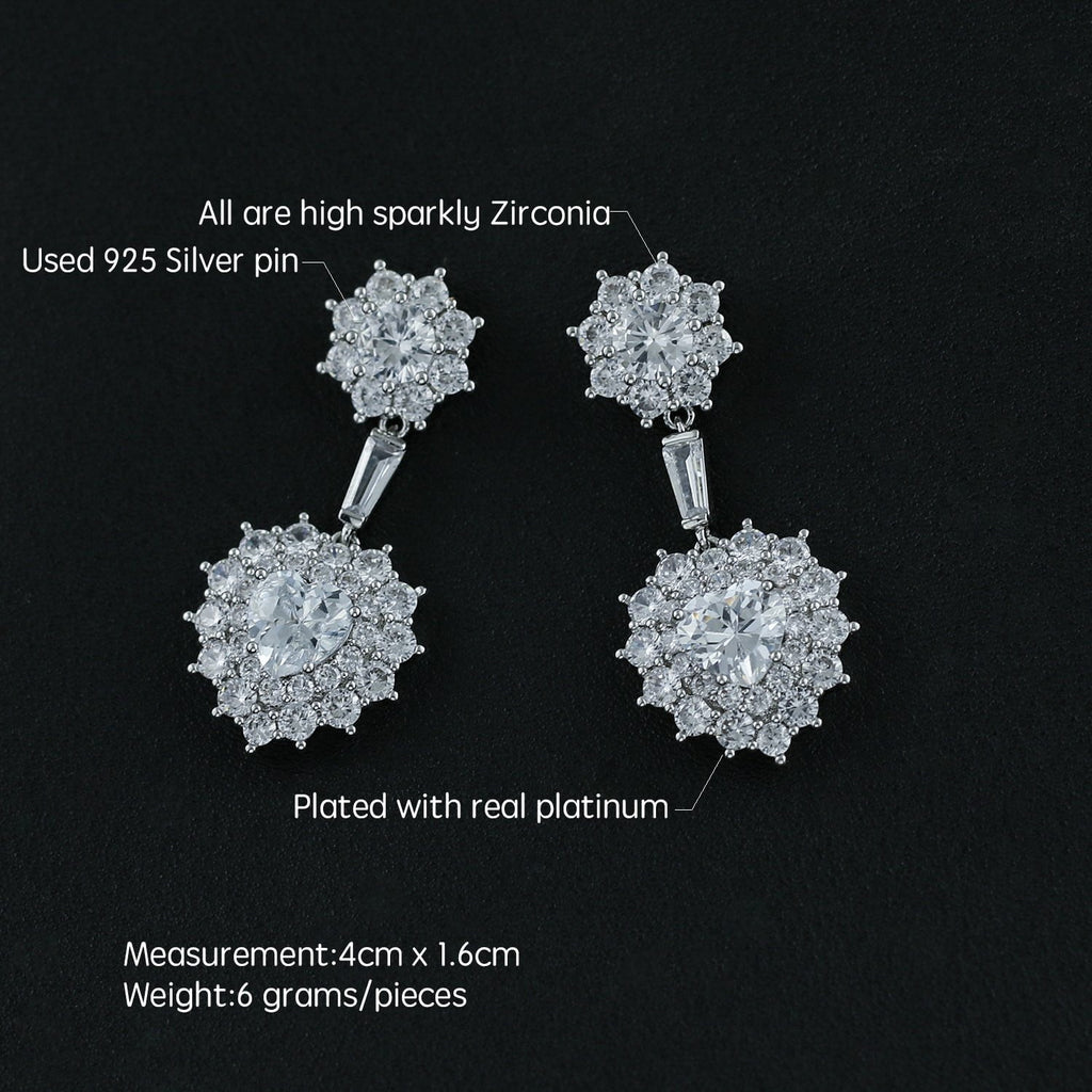 Cubic Zircon CZ Copper Wedding Dangle Wedding Earring  CE10629 - sepbridals