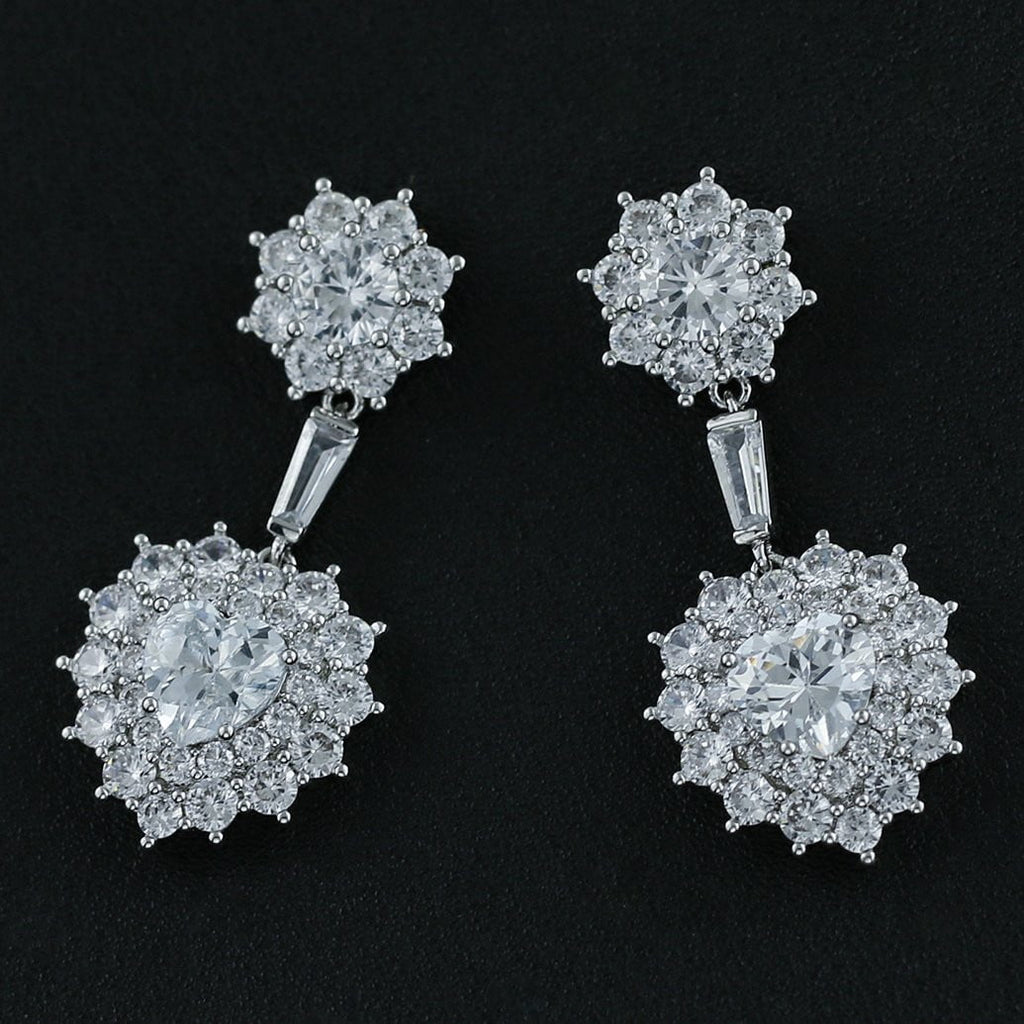 Cubic Zircon CZ Copper Wedding Dangle Wedding Earring  CE10629 - sepbridals
