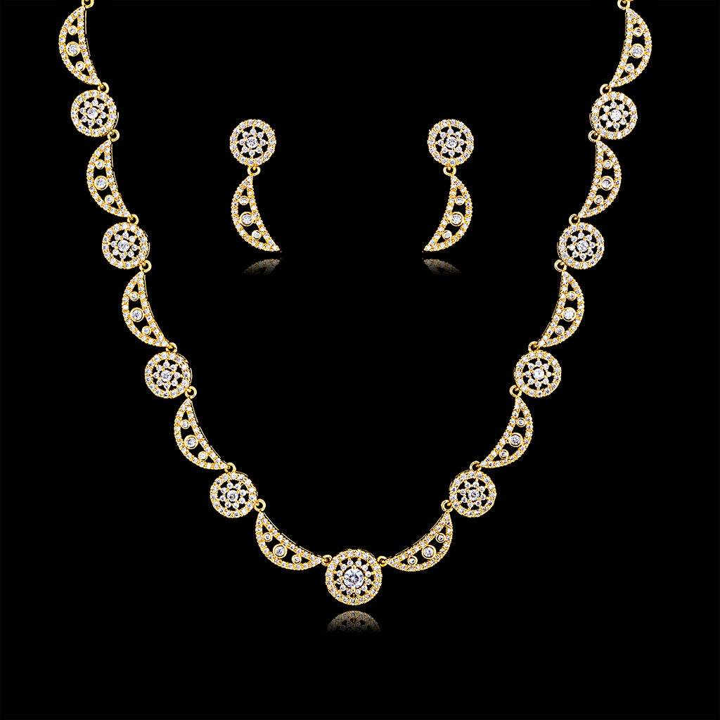 Cubic zirconia bride wedding necklace earring set top quality CN10147 - sepbridals