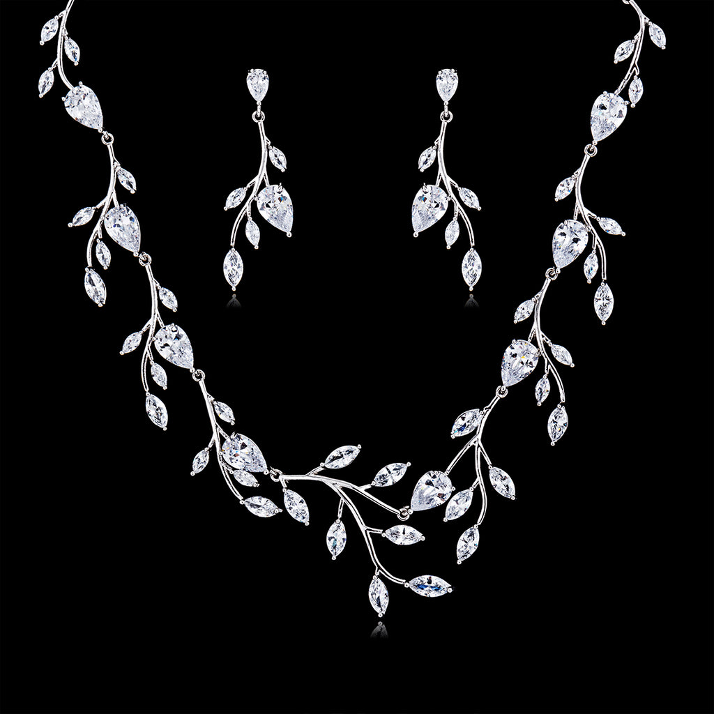 Cubic zirconia bride wedding necklace earring set top quality CN10124 - sepbridals