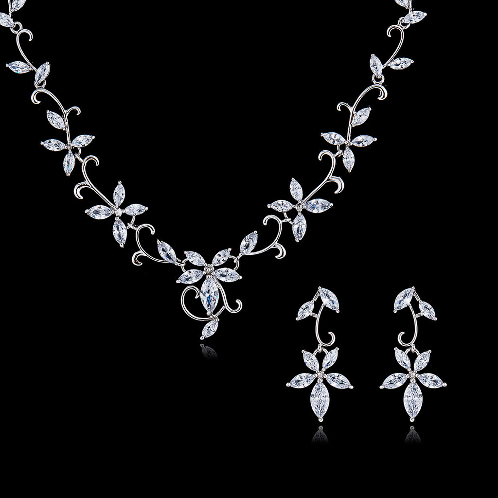 Cubic zirconia bride wedding necklace earring set top quality  CN10042 - sepbridals