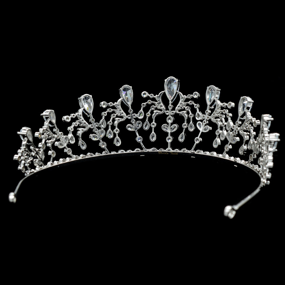 Cubic Zirconia Royal Wedding Bridal Silver Tiara Crown CH10081 - sepbridals