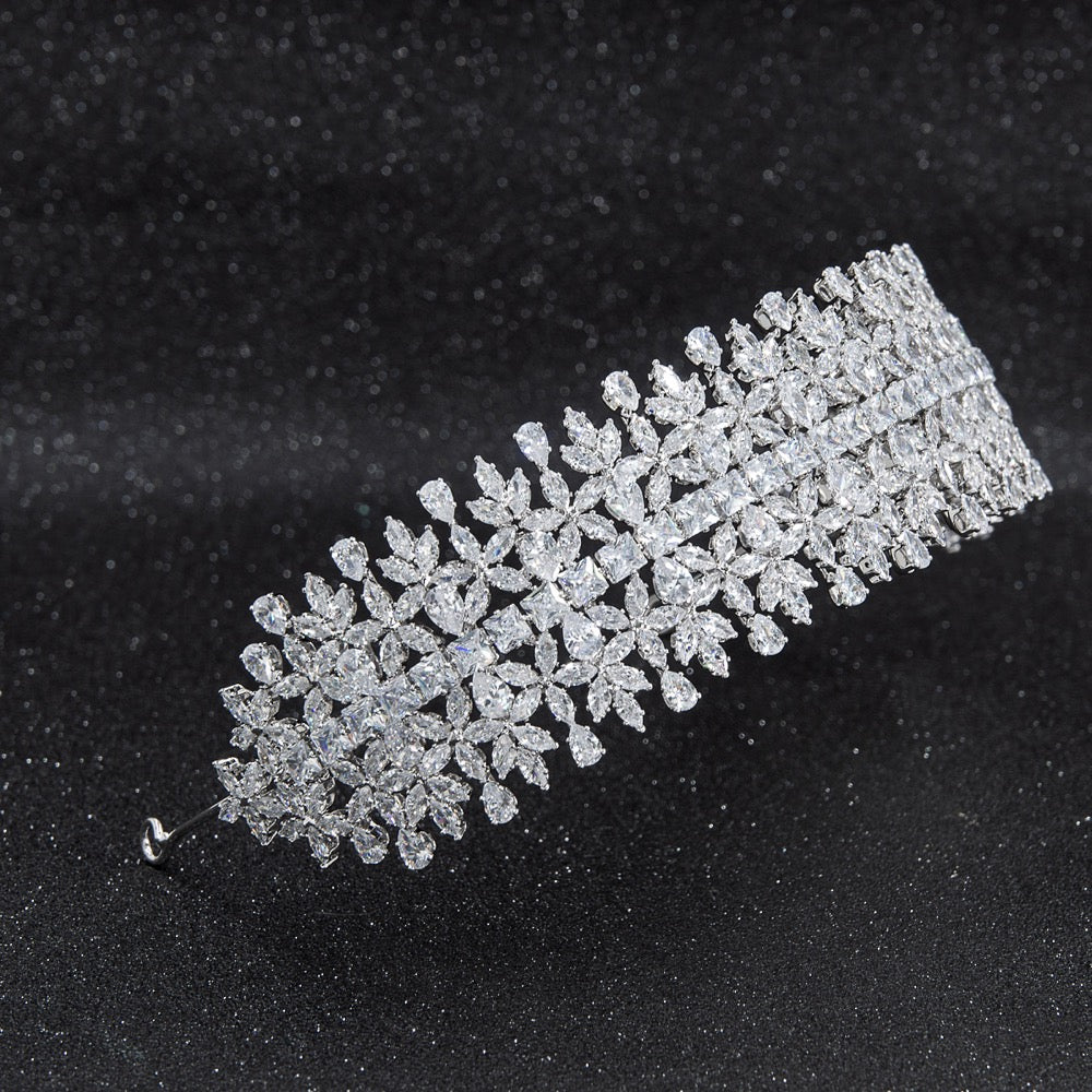 Cubic zirconia bridal wedding soft headband hairband tiara CHA10018 - sepbridals