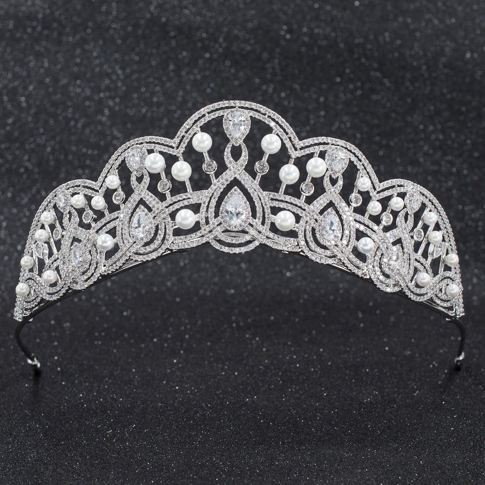 Cubic zircon wedding  bridal royal tiara diadem crown CH10257 - sepbridals