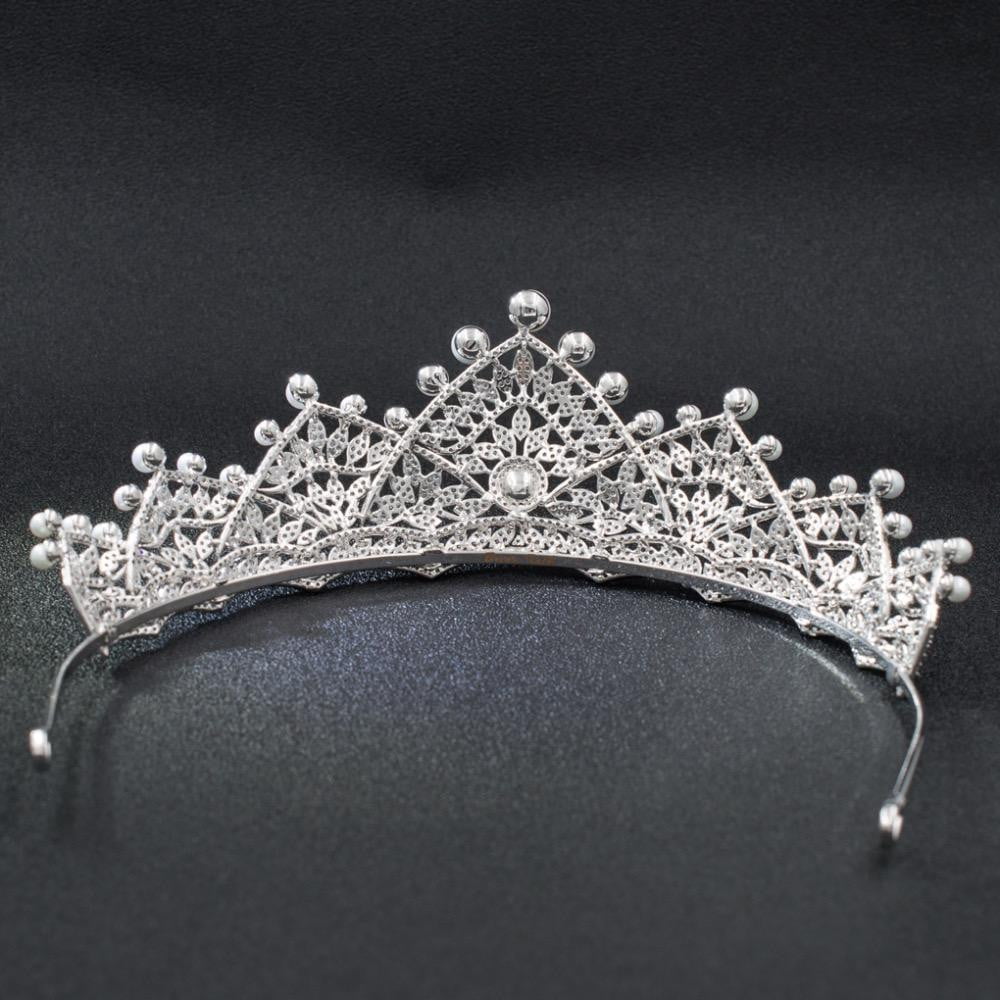 Cubic zircon wedding  bridal royal tiara diadem crown S00016T1 - sepbridals