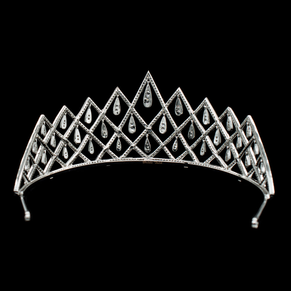 Luxury Full AAA CZ Tiara Handmade Teardrop Crown  TR15117 - sepbridals