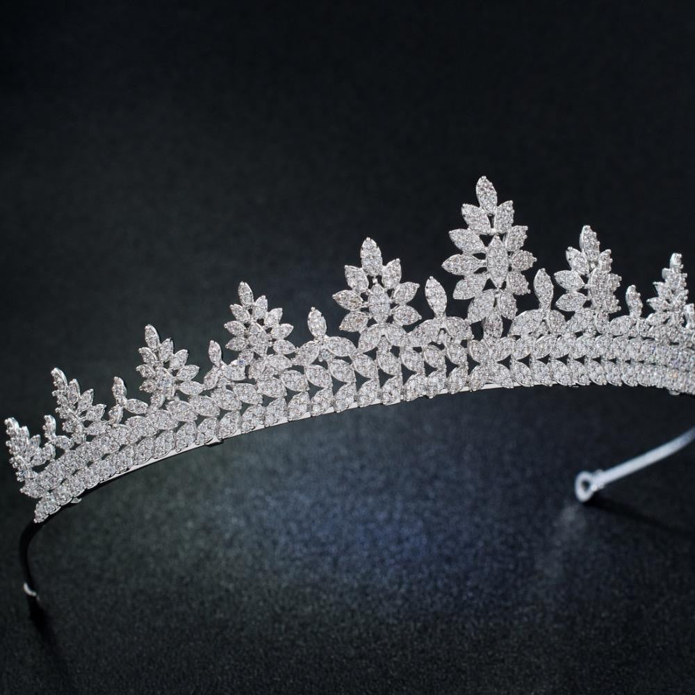 Cubic zircon wedding bridal tiara diadem hair jewelry  S90005T1 - sepbridals