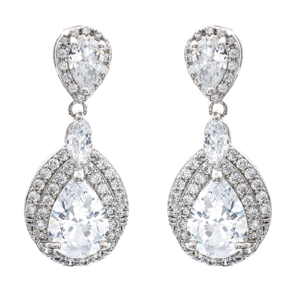 Cubic Zirconia Teardrop   Dangle Earrings Bridal Wedding Jewelry GT8063 - sepbridals