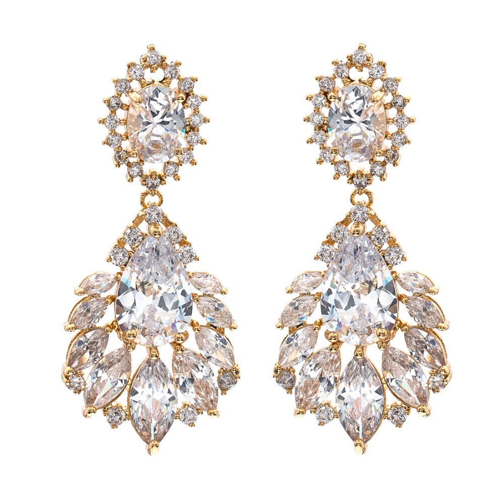 Cubic Zirconia Teardrop Earring  Dangle Earrings Bridal Wedding Jewelry GT8038 - sepbridals