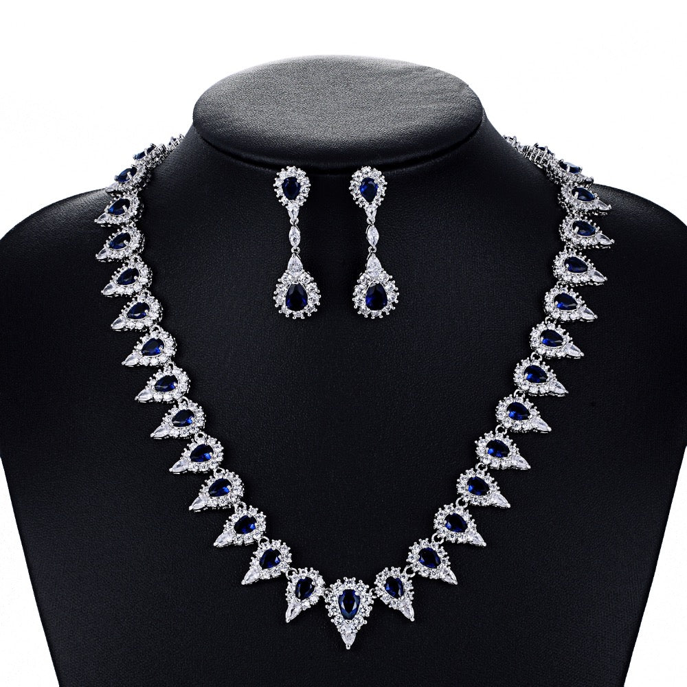 Cubic zirconia bride wedding necklace earring set top quality CN10063 - sepbridals