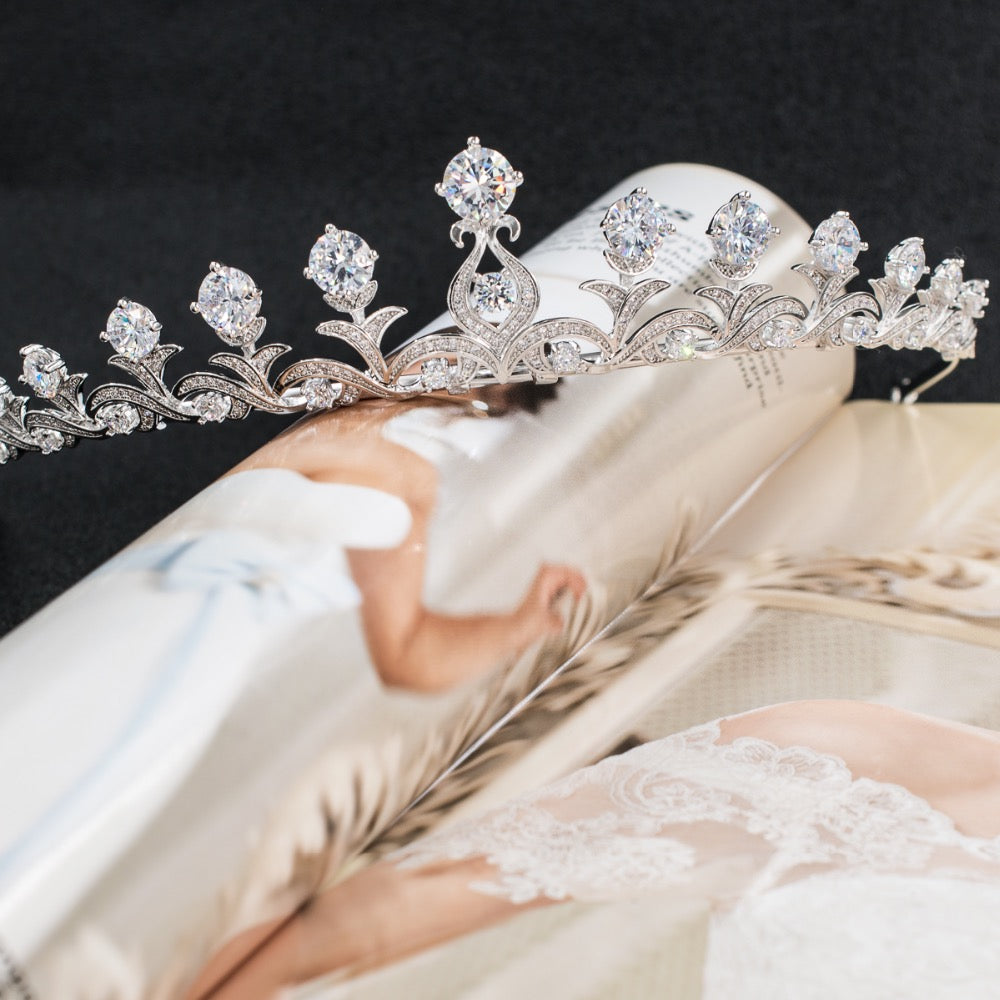 Cubic zircon wedding  bridal royal tiara diadem crown CH10030 - sepbridals