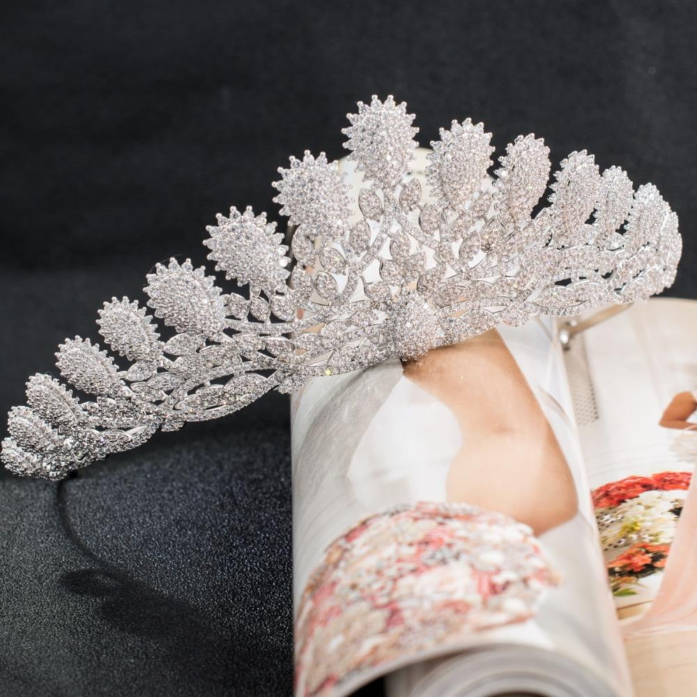 Cubic zirconia wedding bridal tiara diadem hair jewelry CH10056 - sepbridals