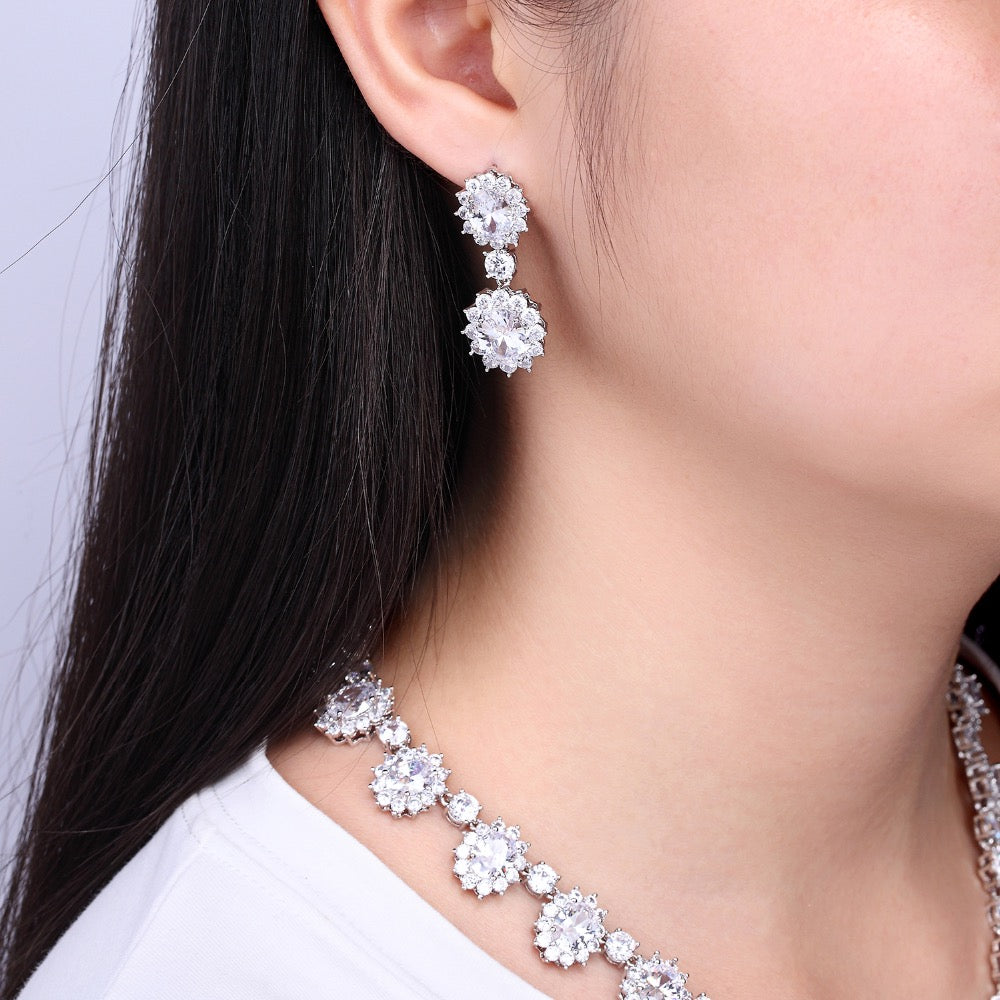 Cubic zirconia bride wedding necklace earring set top quality CN10142 - sepbridals