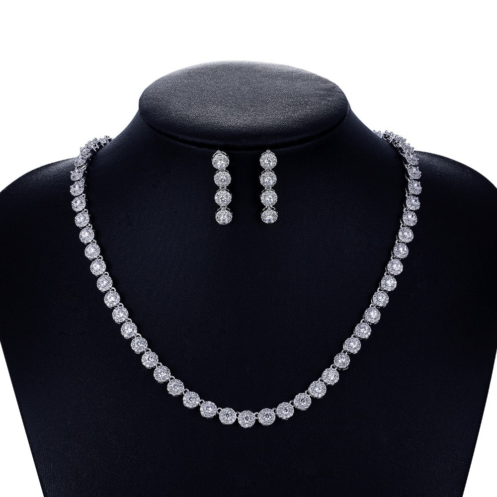 Cubic zirconia bride wedding necklace earring set top quality CN10090 - sepbridals
