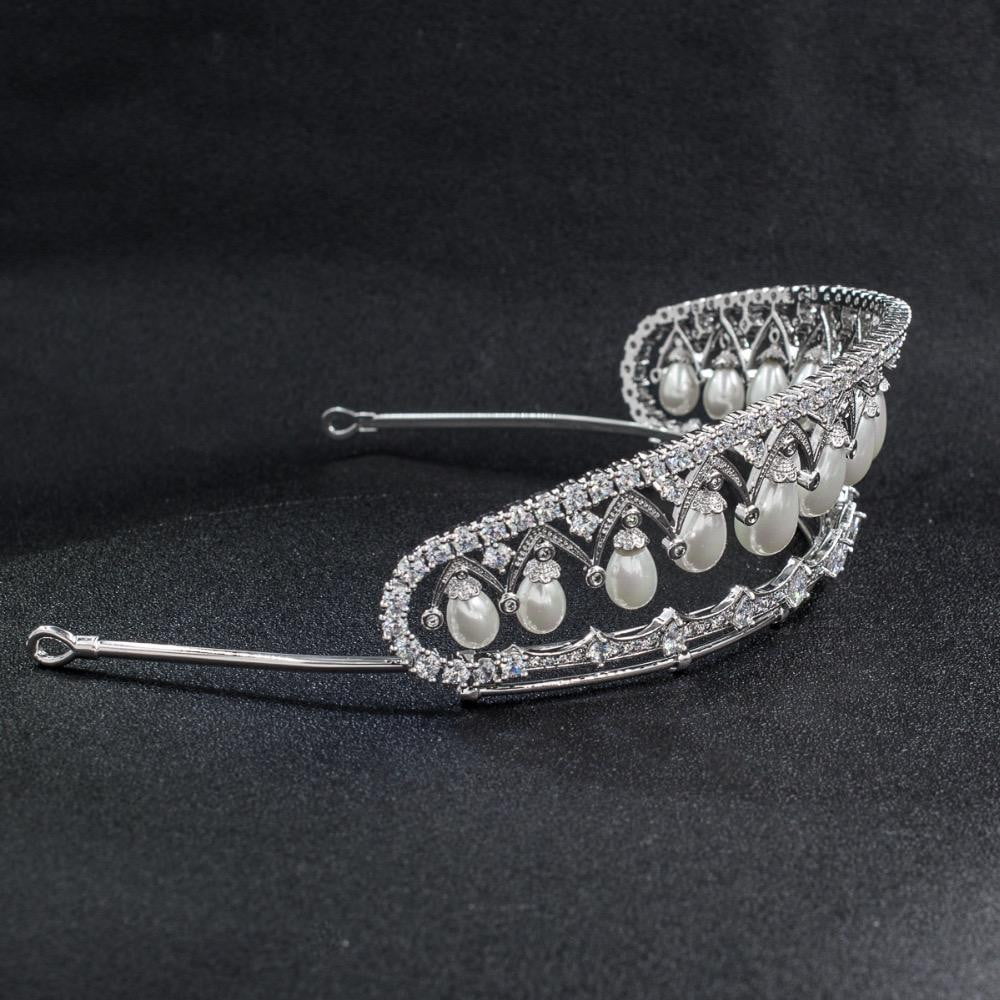 The Royal Russian Tiaras, Pearl Pendant Kokoshnik Replica Tiara CH1008