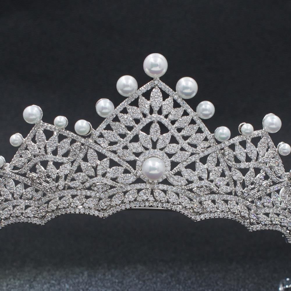 Cubic zircon wedding  bridal royal tiara diadem crown S00016T1 - sepbridals