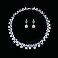 5A Zirkonia Braut Perlen Halskette Ohrring Set für Hochzeit CN10130