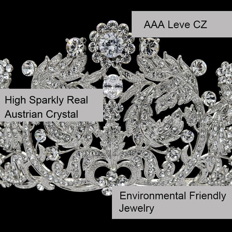 Austrian crystals wedding bridal royal leaves tiara diadem JHA8318 - sepbridals