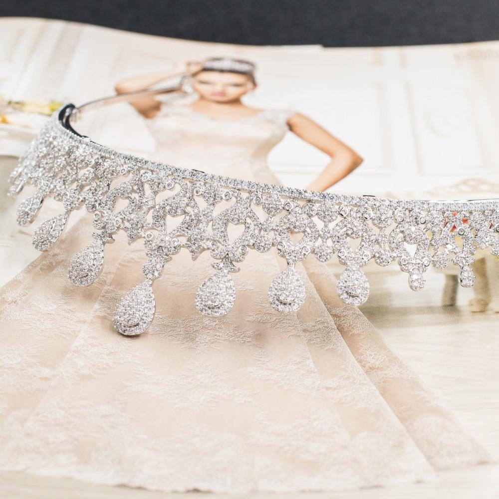 Cubic zirconia wedding bridal tiara diadem hair jewelry CH10142 - sepbridals