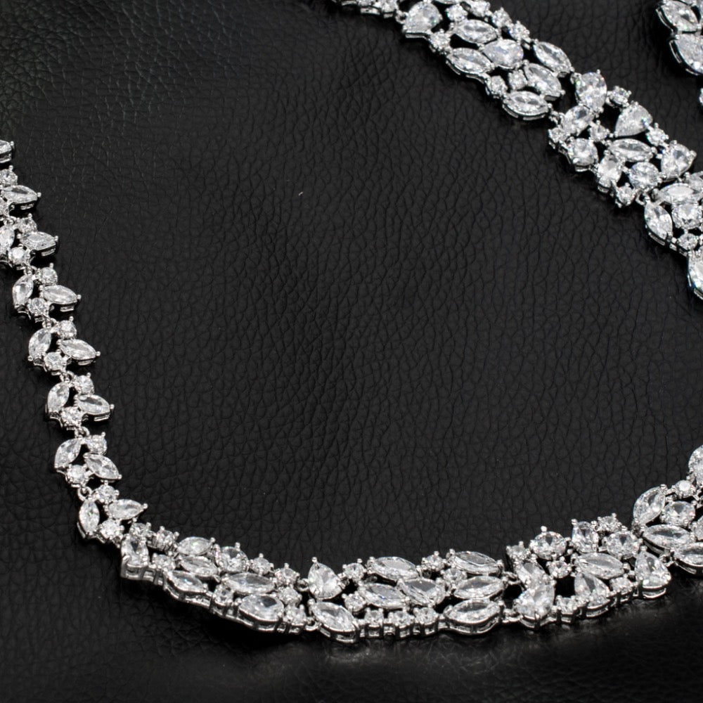Cubic zirconia bride wedding necklace earring set top quality CN10087 - sepbridals