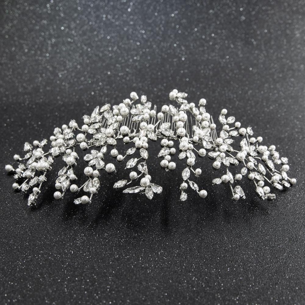 Classic Pearls Crystals Rhinestone Big Bridal Wedding Headbands Hair Combs 0621RP - sepbridals