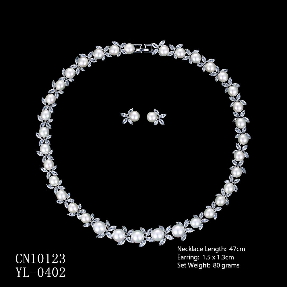 Cubic zirconia bride wedding necklace earring set top quality CN10123 - sepbridals