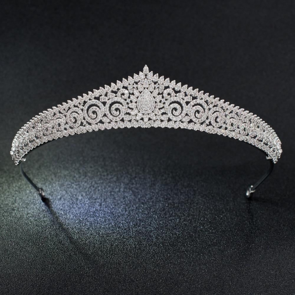 Cubic Zirconia Flower Tiara Crown Bride Wedding Hair Accessories S17803 - sepbridals