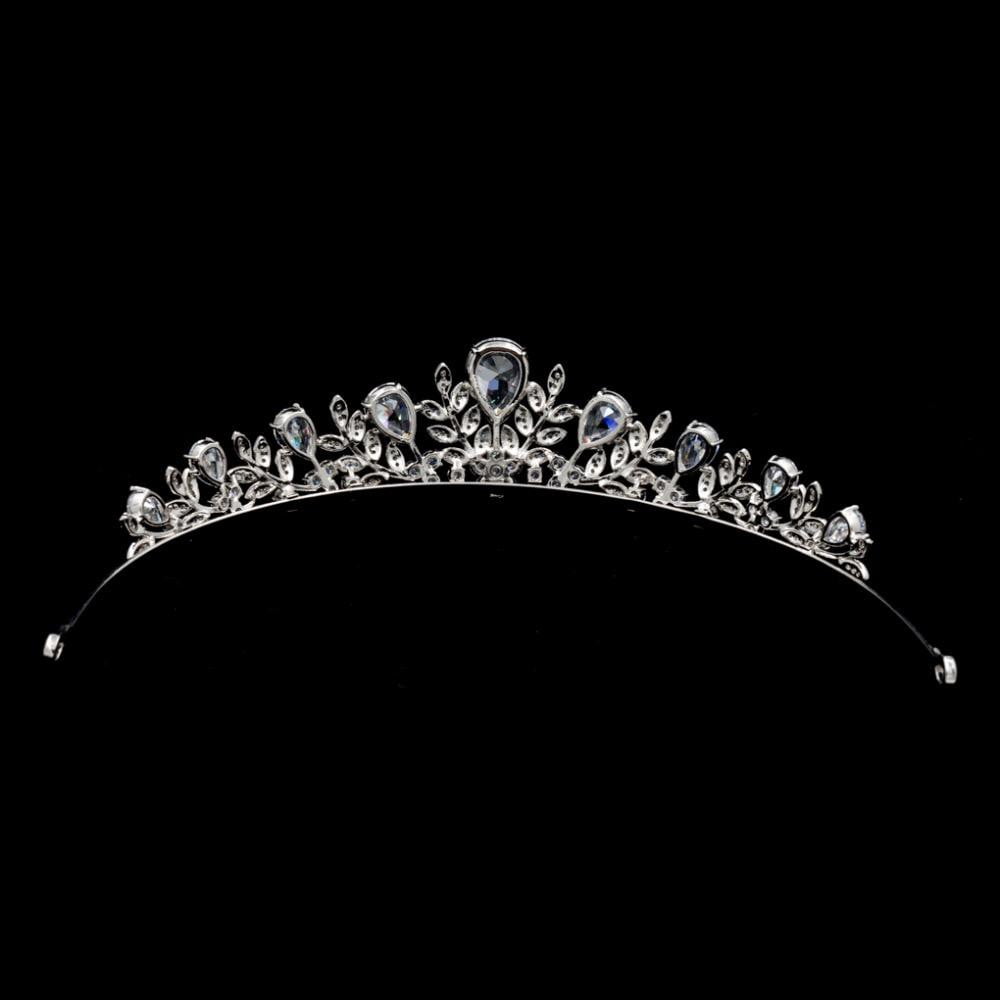 Cubic Zircon Wedding Bridal Royal Leaves Tiara Diadem Hair Jewelry CH10335 - sepbridals