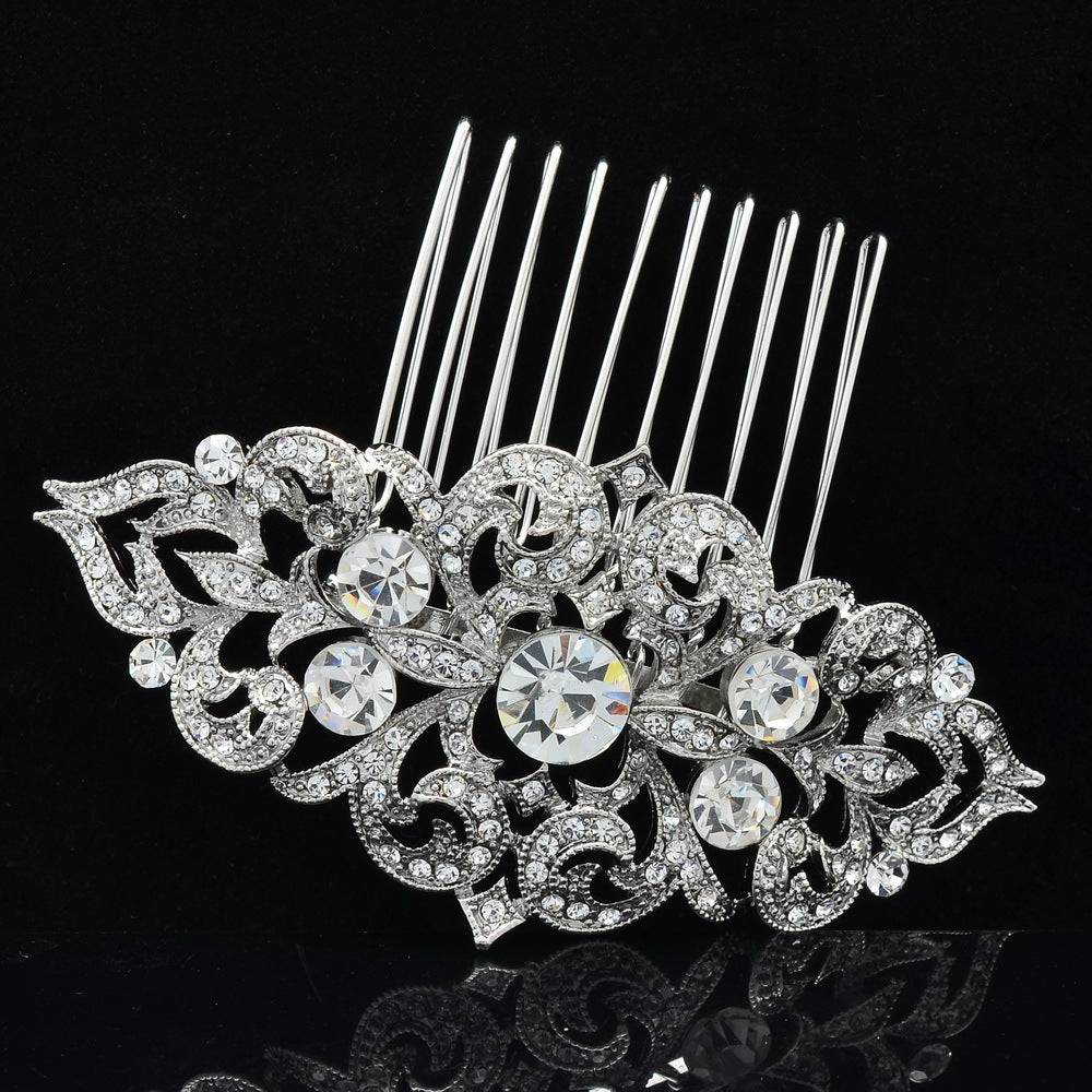 Rhinestone Crystal Hair Veil Comb Vintage  Hairpins Bridal Wedding CO1454R - sepbridals