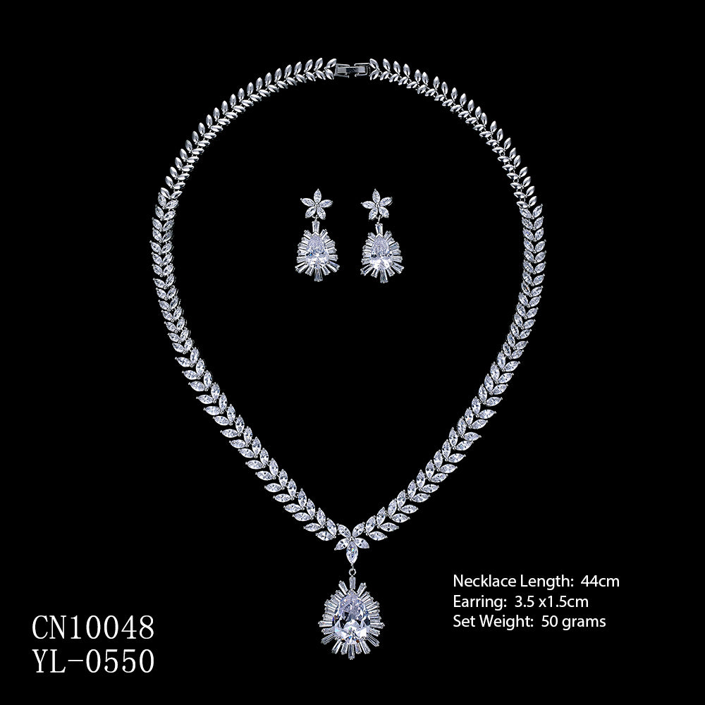 Cubic zirconia bride wedding necklace earring set top quality  CN10048 - sepbridals