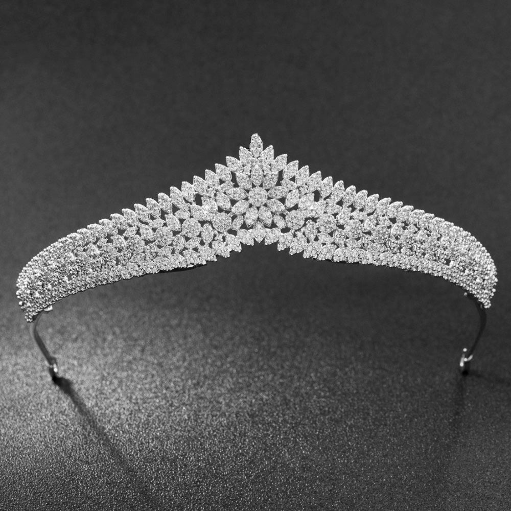Cubic Zirconia Wedding Bridal Gold&Silver Flower Tiara Crown S90004 - sepbridals