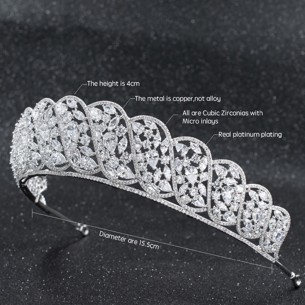 Cubic zircon wedding  bridal royal tiara diadem crown CH10251 - sepbridals