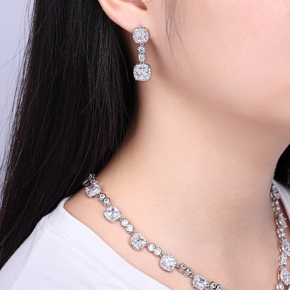 Cubic zirconia bride wedding necklace earring set top quality CN10146 - sepbridals