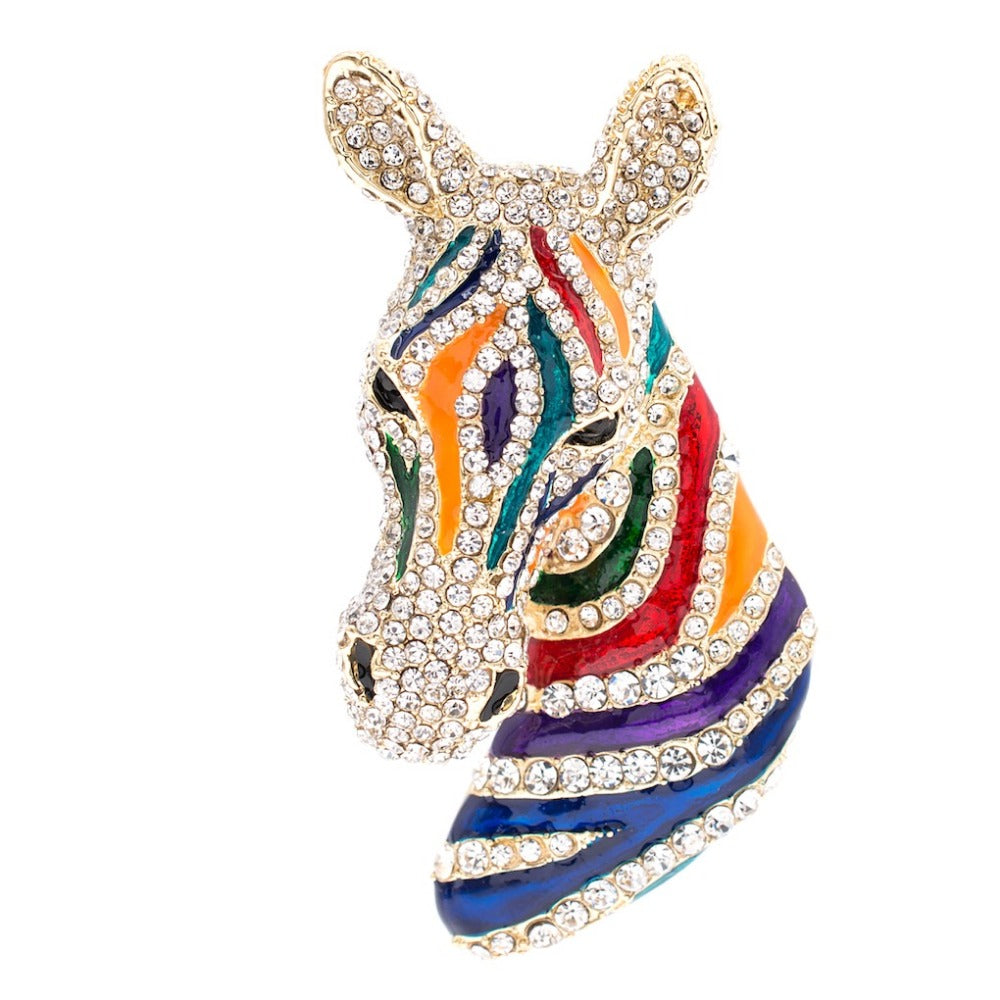 Rhinestone Crystals Zebra Head Brooch Pins  FA5065 - sepbridals