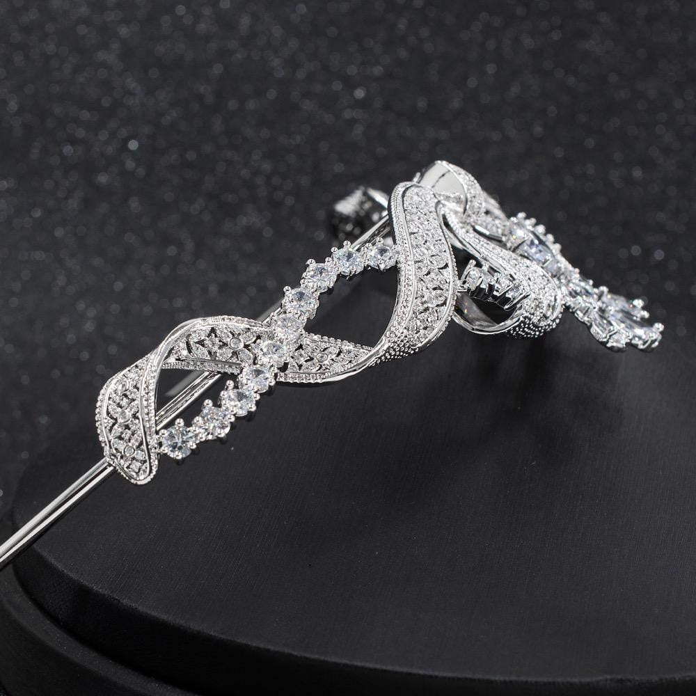 CZ Cubic Zirconia Wedding Bridal Bow Tiara Diadem Hair Jewelry CH10261 - sepbridals