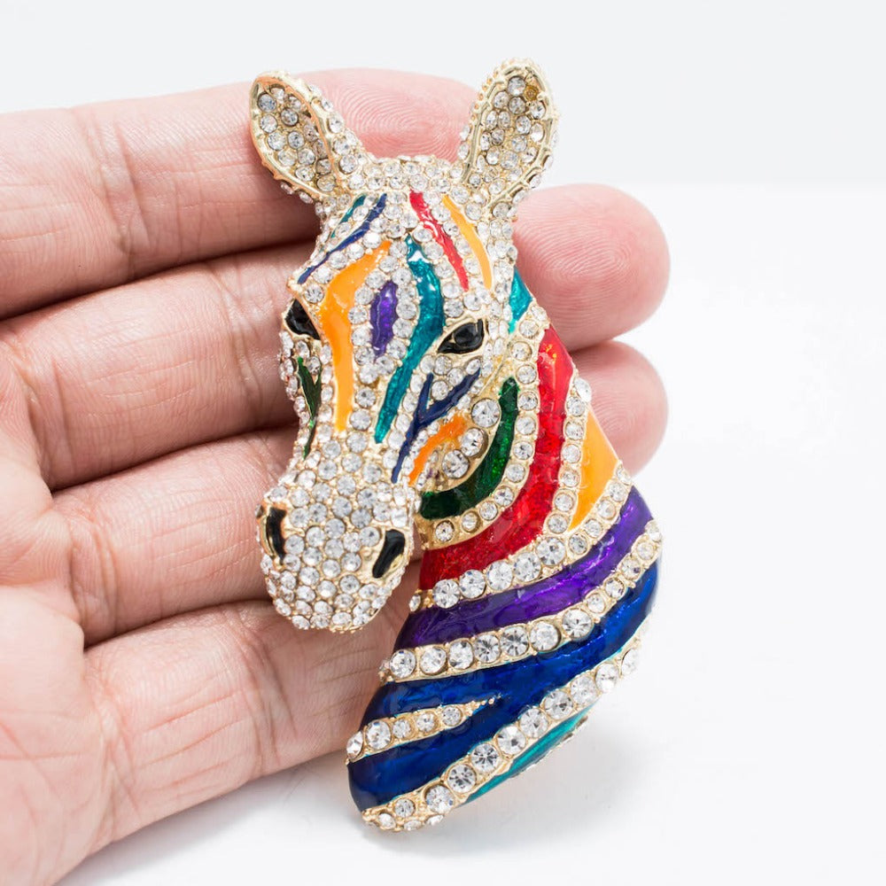 Rhinestone Crystals Zebra Head Brooch Pins  FA5065 - sepbridals