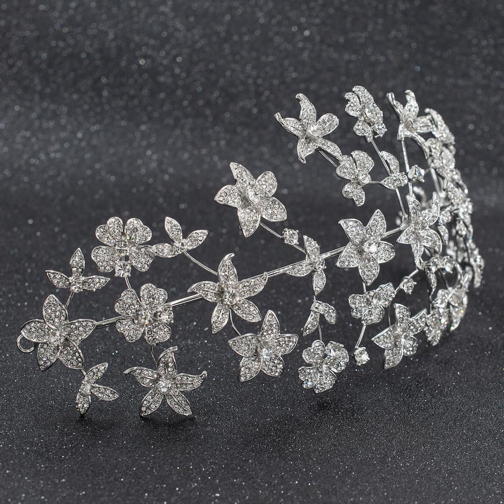 Crystals Rhinestone Big Bridal Wedding Flower Headbands Hair Tiara HG089 - sepbridals