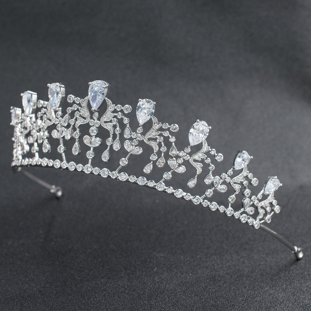 Cubic Zirconia Royal Wedding Bridal Silver Tiara Crown CH10081 - sepbridals