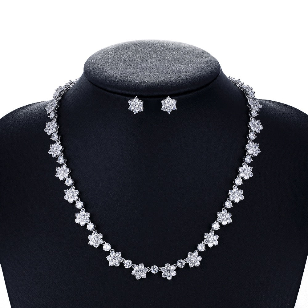 Cubic zirconia bride wedding necklace earring set top quality  CN10028 - sepbridals