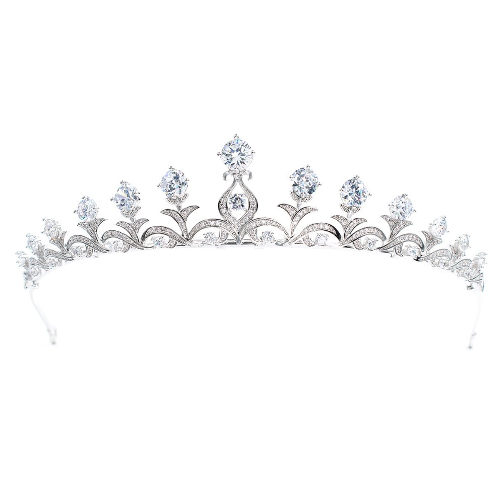 Cubic zircon wedding  bridal royal tiara diadem crown CH10030 - sepbridals