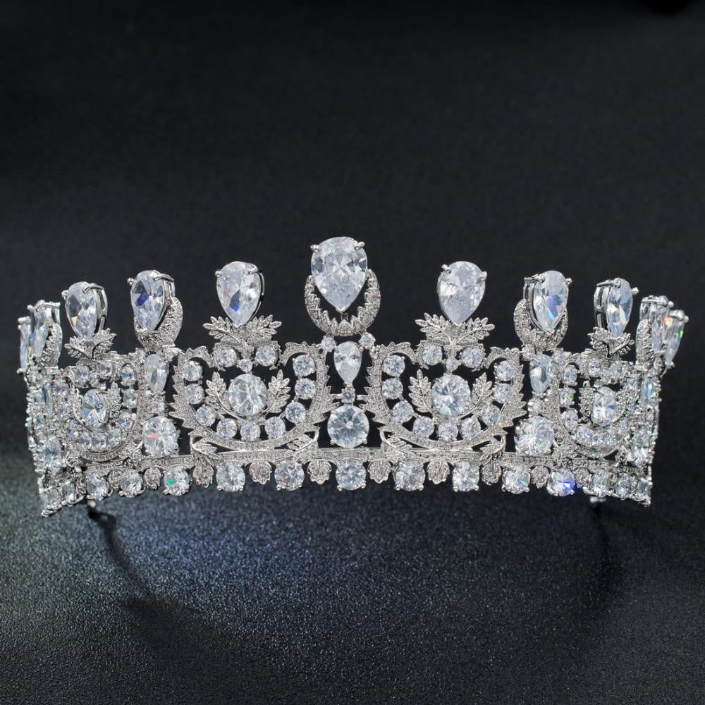 Classic Cubic Zirconia Big Royal Wedding Bridal Tiara Crown HG1162 - sepbridals