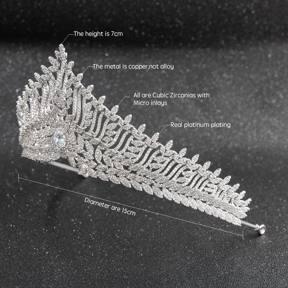 Cubic zircon wedding  bridal royal tiara diadem crown CH10239 - sepbridals