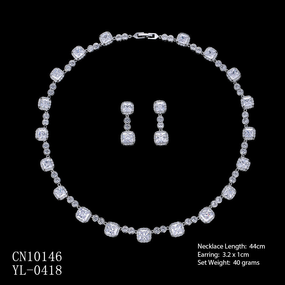 Cubic zirconia bride wedding necklace earring set top quality CN10146 - sepbridals
