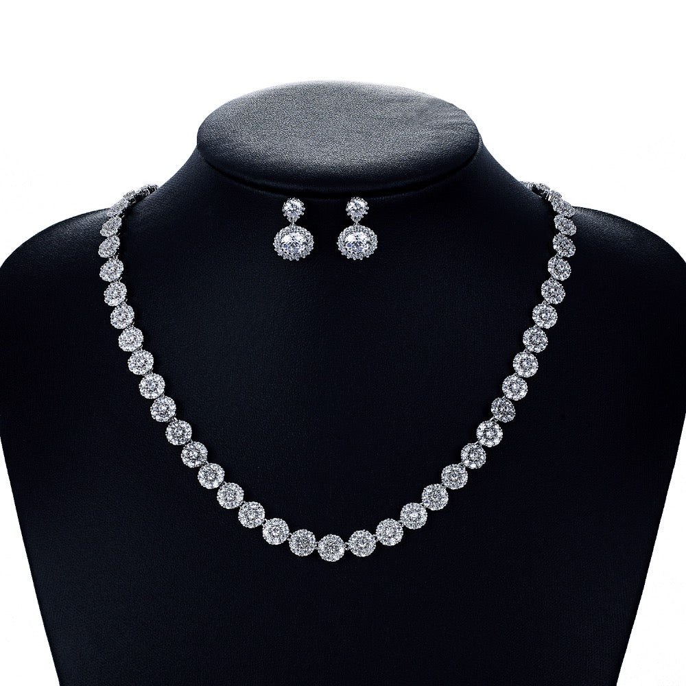 Cubic zirconia bride wedding necklace earring set top quality  CN10066 - sepbridals