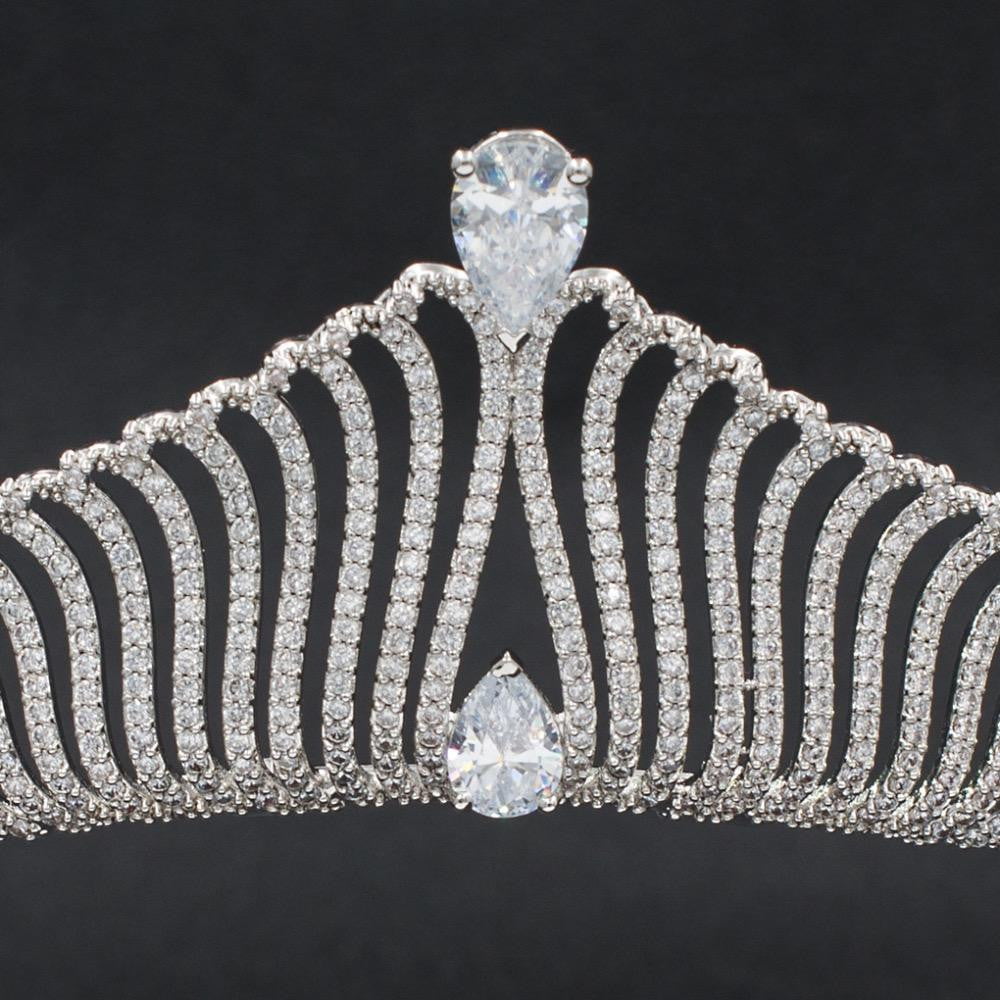 Cubic zirconia wedding bridal tiara diadem hair jewelry S90011T1 - sepbridals