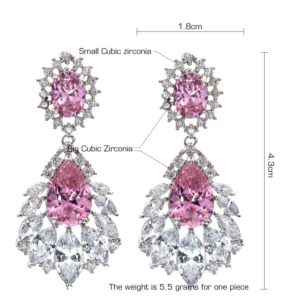 Cubic Zirconia Teardrop Earring  Dangle Earrings Bridal Wedding Jewelry GT8038 - sepbridals